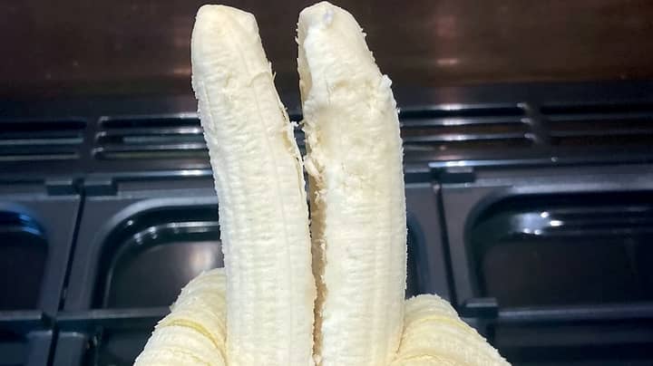 Student Shocked After Peeling Fruit To Reveal Rare Double-Barrelled Banana 