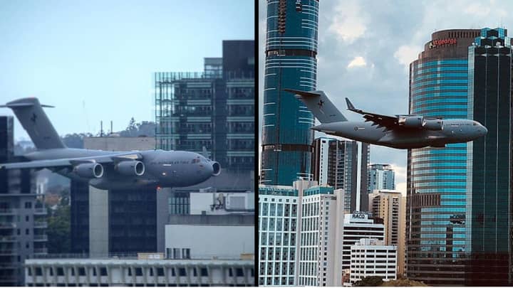 Terrifying Moment Plane Flies Towards Buildings In 'Dangerous' Stunt