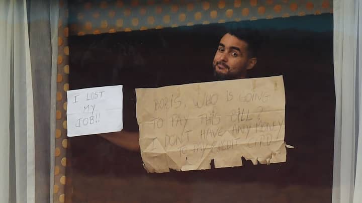 Man Who 'Lost Job' Holds Protest Sign To Boris Johnson From Inside Quarantine Hotel