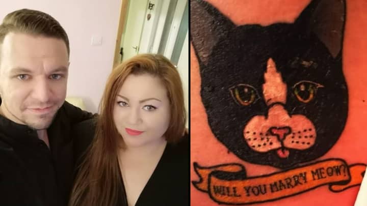 Man Proposes To Girlfriend With Tattoo Of Their Cat 'Pinky' On His Bum