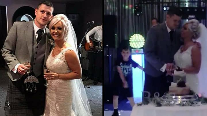 Boy Upstages His Newly-Wed Parents By Flossing As They Cut Wedding Cake