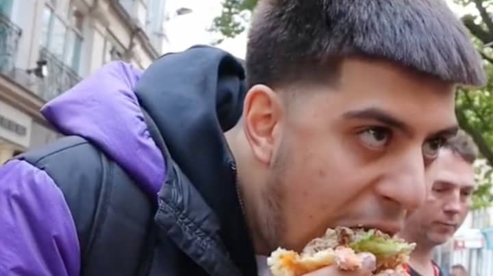 Man Eats ‘World’s Biggest Burger’ In Front Of Vegan Protest