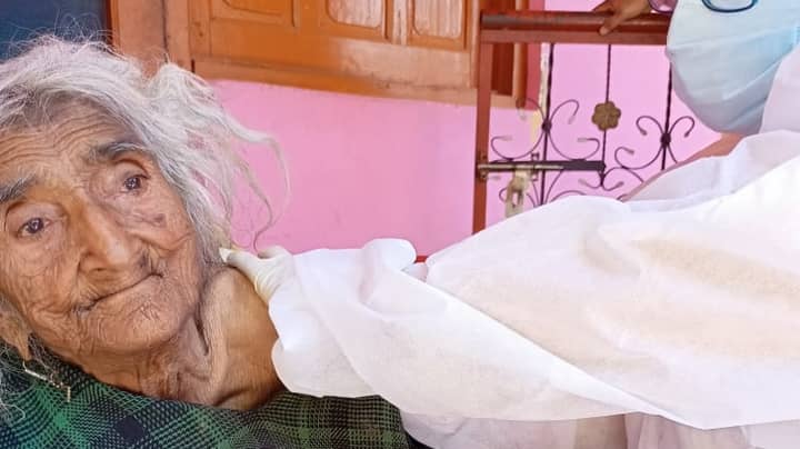 Woman Claiming To Be Oldest In The World Receives Covid-19 Jab