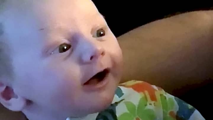 Incredible Moment Baby Says 'Hello' At Just Eight Weeks Old