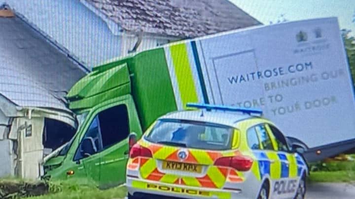 Waitrose 'Bringing Our Store To Your Front Door' Delivery Van Smashes Into House