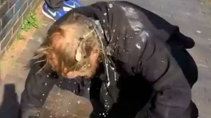 Sickening Footage Shows Yobs Pushing Homeless Man Into Canal After Pouring Beer On Him