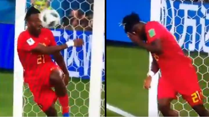 Belgium's Michy Batshuayi Got Whacked In The Face Celebrating Goal At World Cup Against England