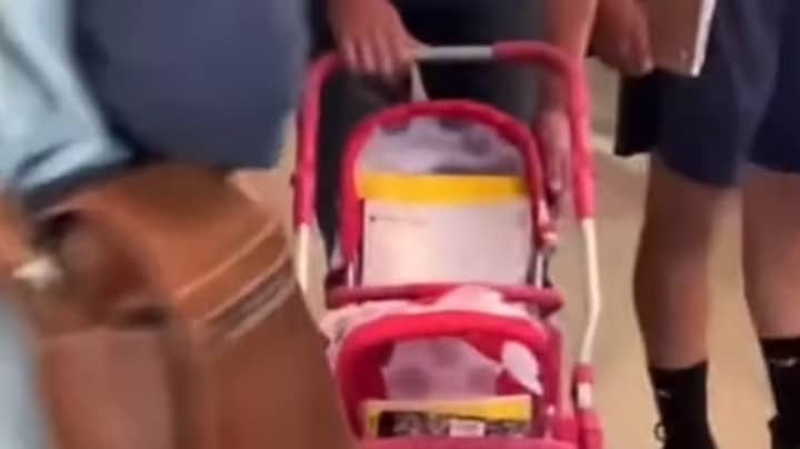 US Students Mock Backpack Ban Following Gun Scare By Carrying Books In Prams And Shopping Trolleys 