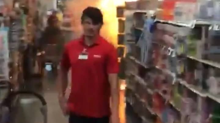 Worker Records Then Walks Away From Teenagers Igniting Fireworks In Store