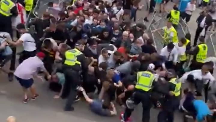 Ticketless Fans Attempt To Storm Into Wembley Ahead Of Euro 2020 Final