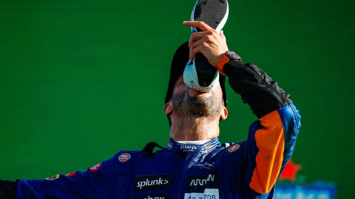 Daniel Ricciardo Celebrates With A Shoey After Winning Italian Grand Prix