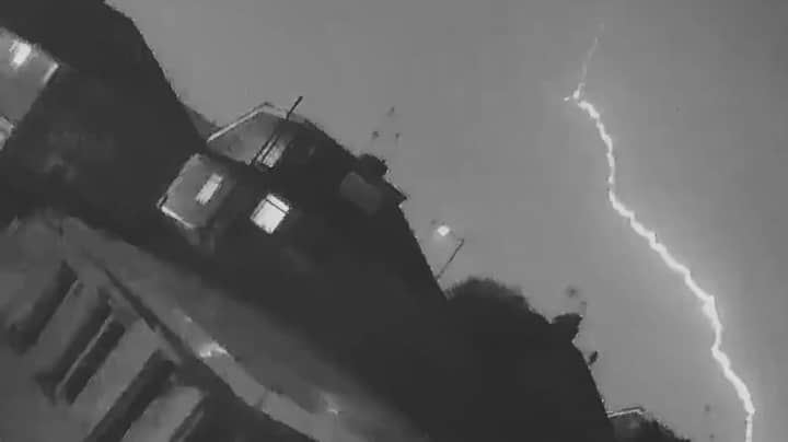 Lightning Hitting Passenger Plane Captured On CCTV Camera 