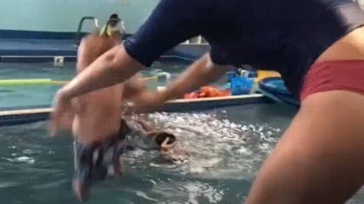 TikTok Clip Showing Baby Being Thrown Into Pool To Learn To Swim Sparks Debate Online