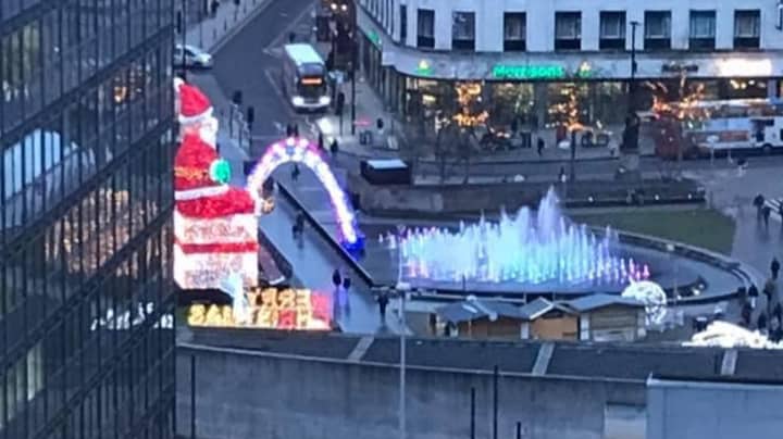 Santa Appears To Urinate In Fountain In Christmas Display Blunder