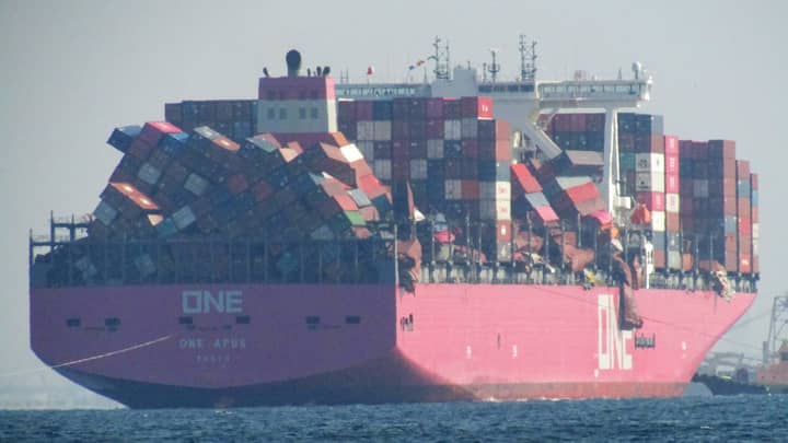 Cargo Vessel Loses 1,816 Shipping Containers Overboard In Rough Pacific Weather