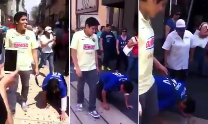 Football Fan Walked On Leash By Mate After Losing Derby Bet