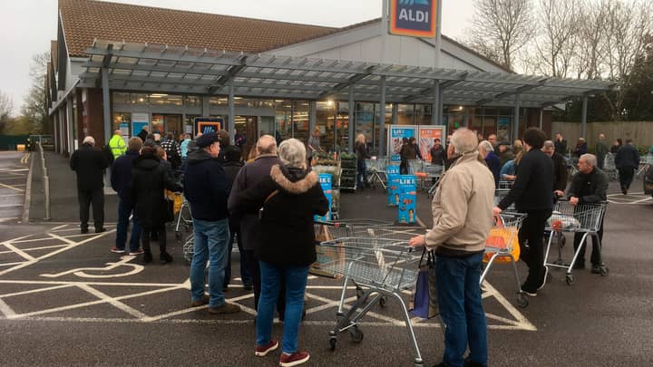 Shoppers Queue Outside Supermarkets At 6am 
