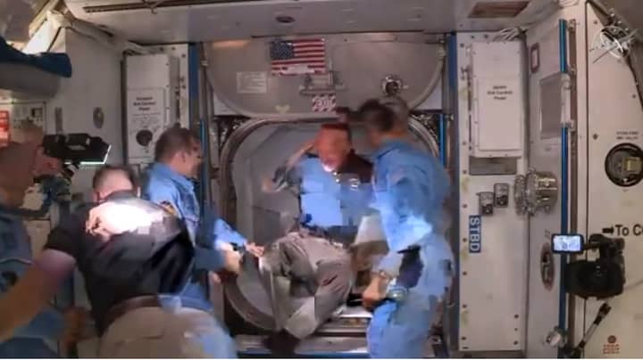 Astronaut Doug Hurley Bangs Head Upon Entering The International Space Station