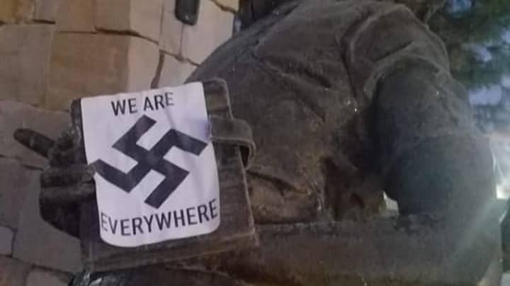 The Anne Frank Memorial In The US Vandalised With Swastika Stickers