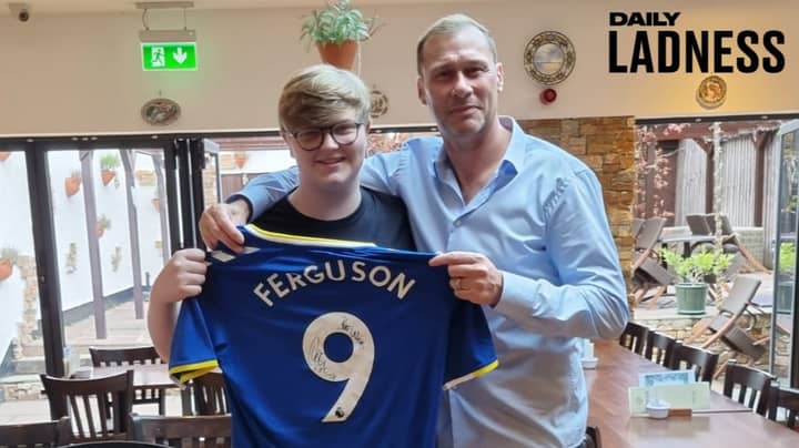 Football Star Duncan Ferguson Celebrates With Student After Giving A-Level Pep Talk 