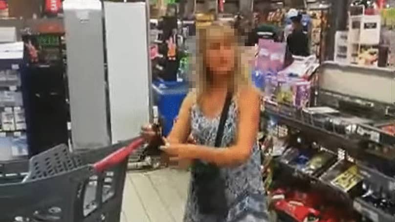 Shopper removes underwear to use as a temporary face mask in the supermarket